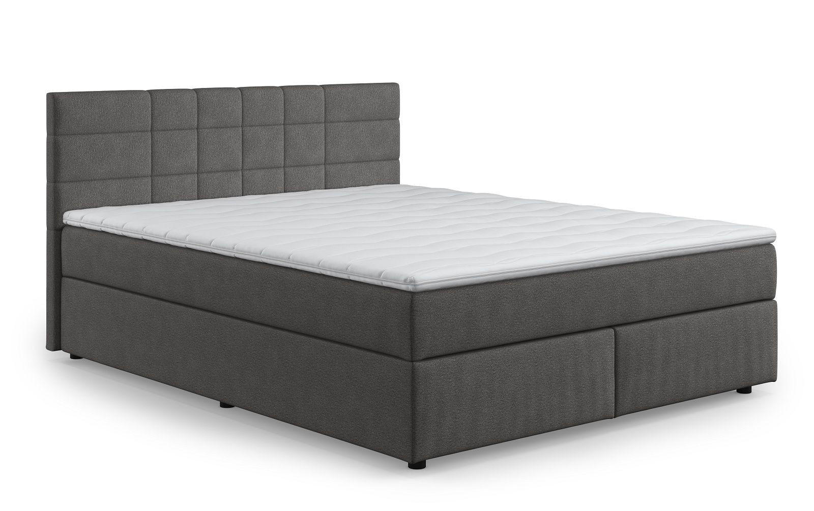 BOXBETT 140/160/180x200 – inkl. Topper, 7‑Zonen Taschenfederkern-Matratze, New York-Stoff - Anthrazit/Schwarz, Holz/Kunststoff (140/200cm) - Cotta