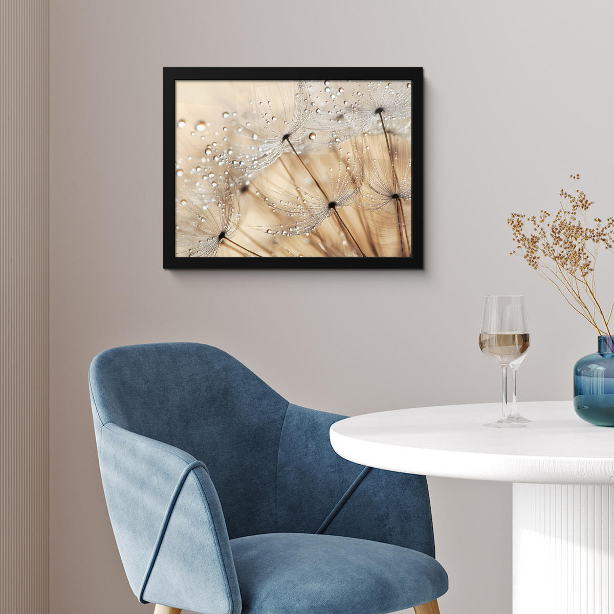 POSTER MIT RAHMEN Löwenzahn - Abstrakt - Natur - Beige 40x30 cm - Braun, Papier (40/30cm) - MuchoWow