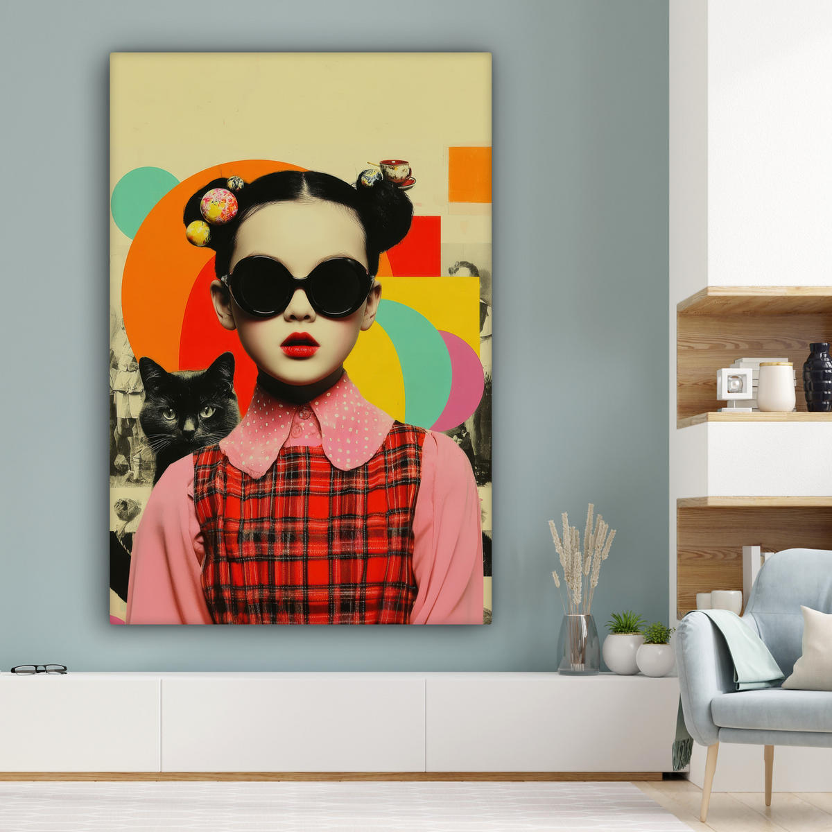 SLIKA NA PLATNU Dekle pop-art 90x140 cm - bež, tekstil (90/140cm) - MuchoWow