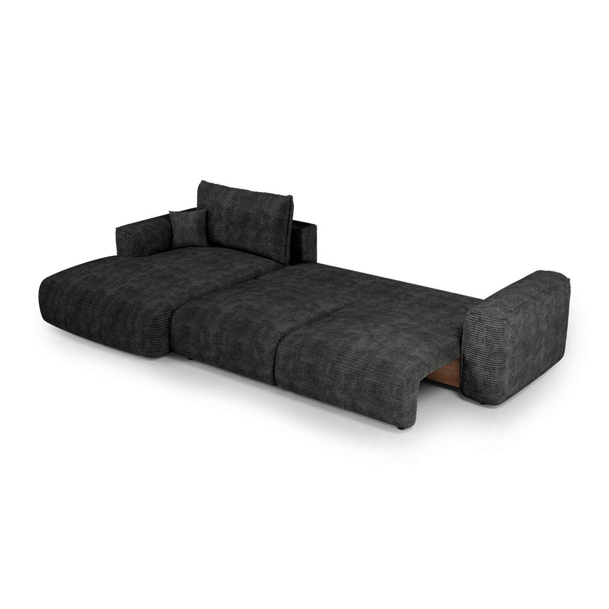 LINKSECK-SCHLAFSOFA mit Stauraum COMO Cord Schwarz 297cm - Schwarz, Textil (297/167cm) - Premium Interiors