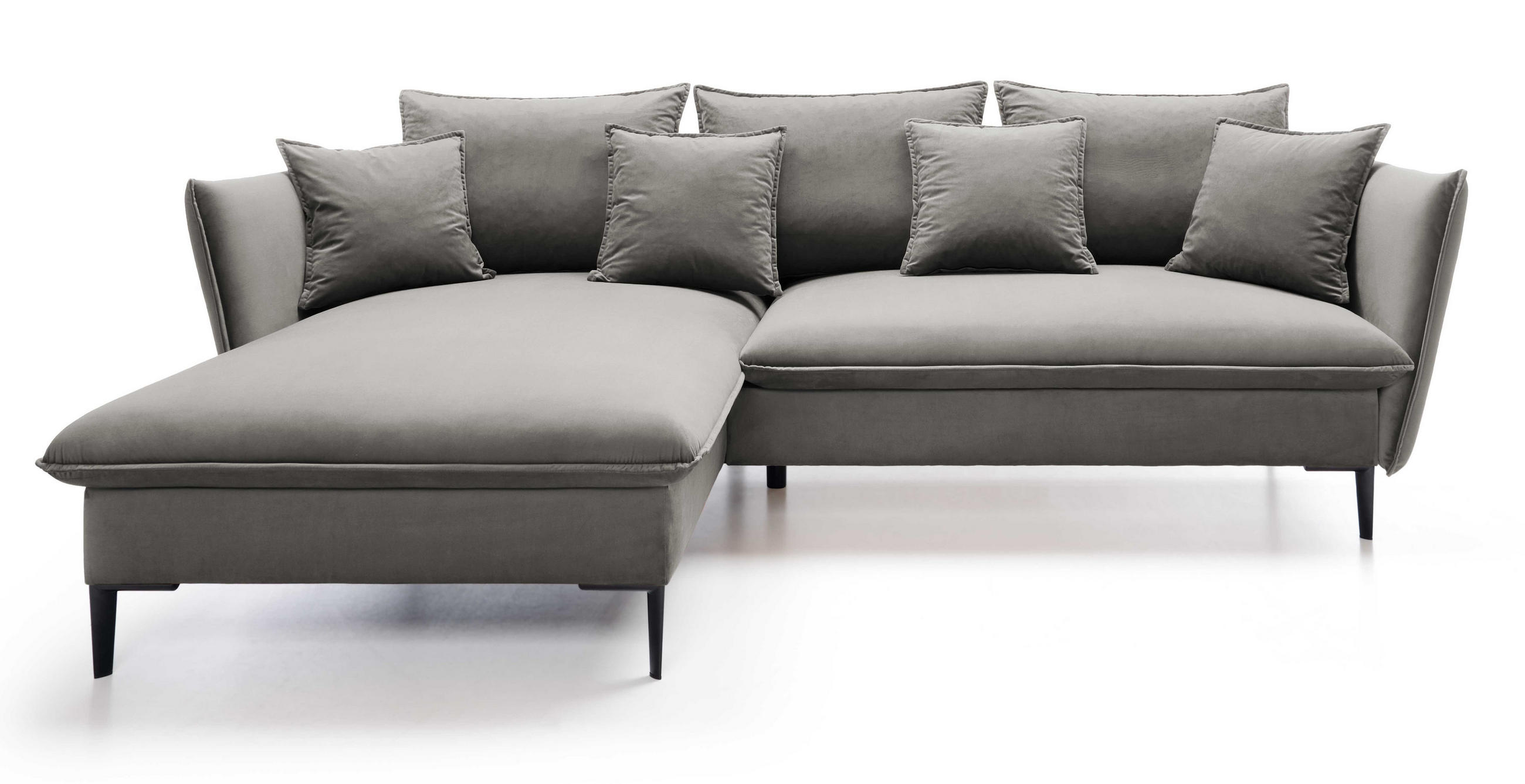 ECKSOFA Flavio mit Schlaffunktion, Bettkasten 260 cm, Links, Dunkelgrau - Dunkelgrau, Holz (258/167cm) - Emporius