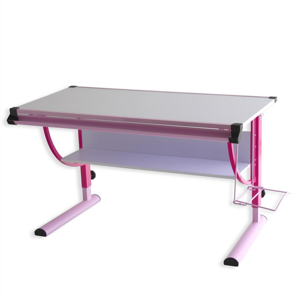KINDERSCHREIBTISCH CARINA - Weiß/Rosa, Holzwerkstoff/Metall (114/90/60cm) - IDIMEX