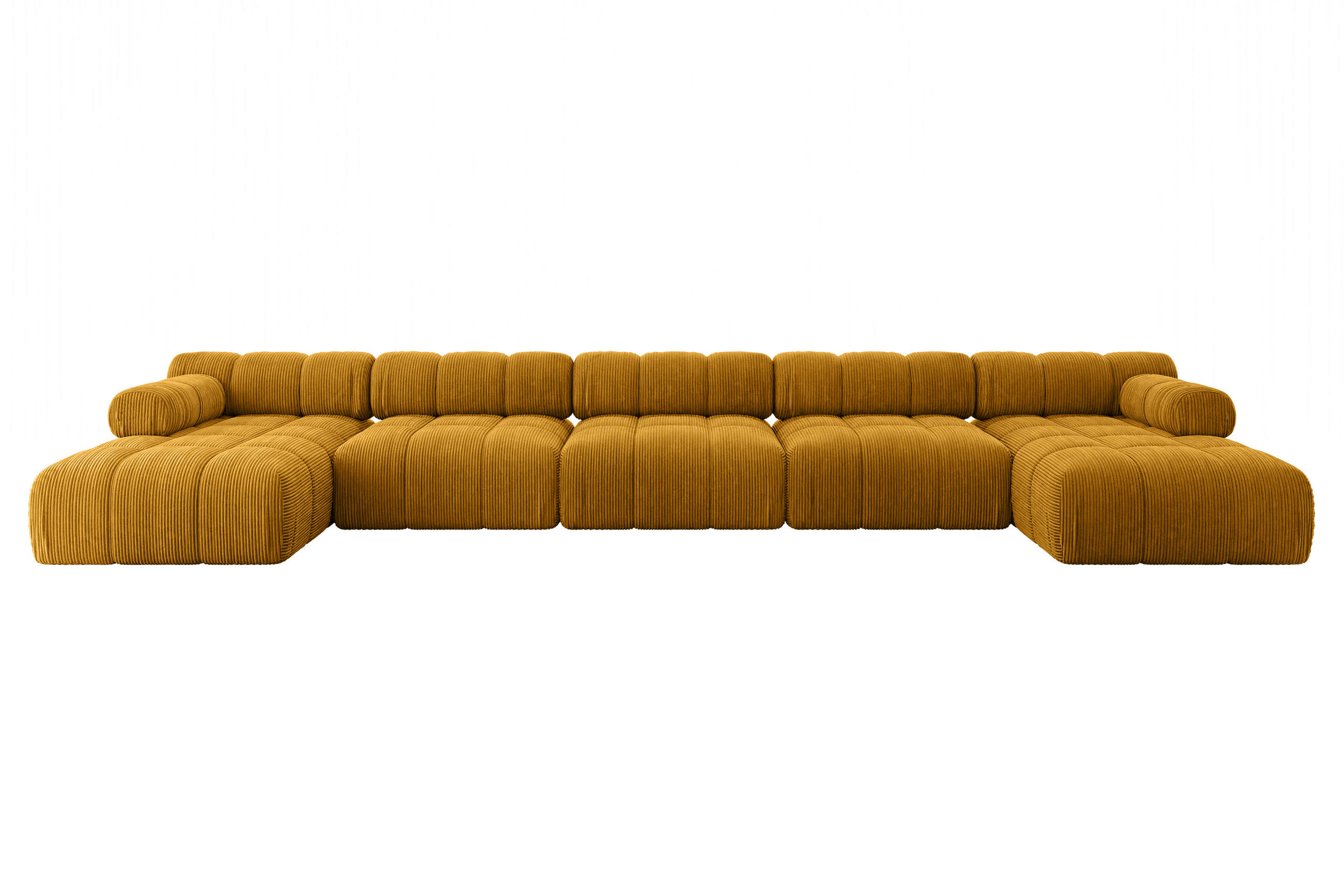 WOHNLANDSCHAFT modulares Sofa Tesso-U3 - 475x160x70 cm Senfgelb Cord - Currygelb, Holzwerkstoff/Textil (475/70/160cm) - ALTDECOR