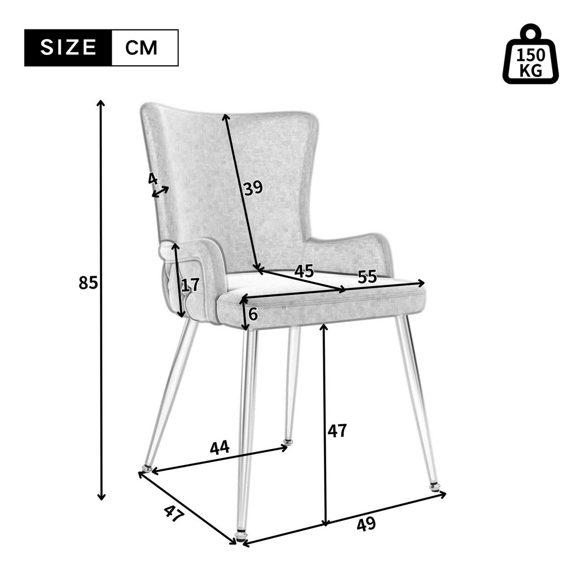 ESSZIMMERSTUHL 6er-Set Samt Beige mit Metallbeinen - Beige, Metall (47/85/49.2cm) - Meubliv