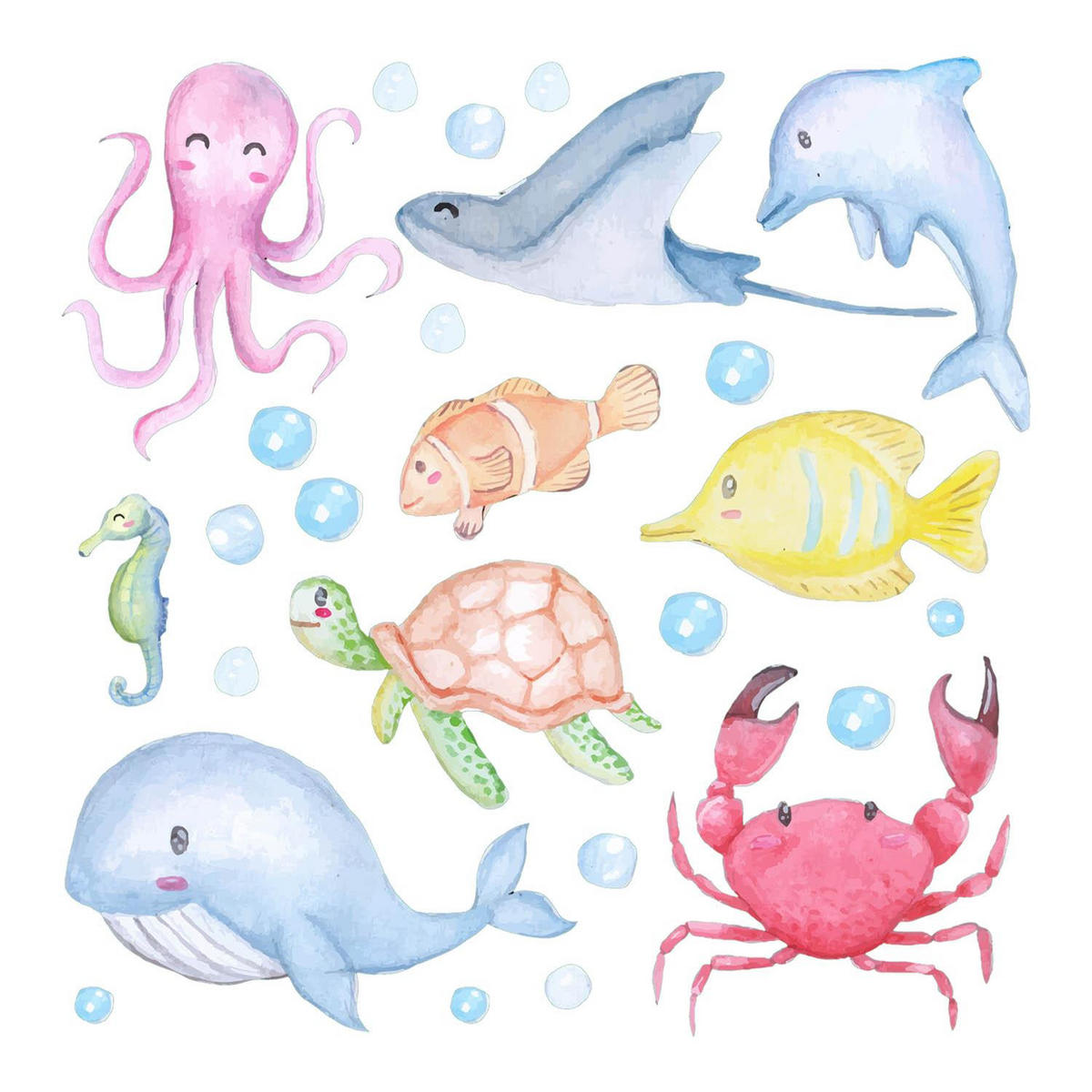 AUFKLEBER 60x85 cm Meerestiere - Multicolor, Kunststoff (60/85/0.1cm) - TULUP