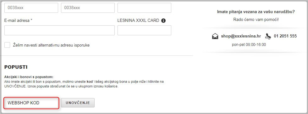 kako iskoristiti kod s popustom u web shopu