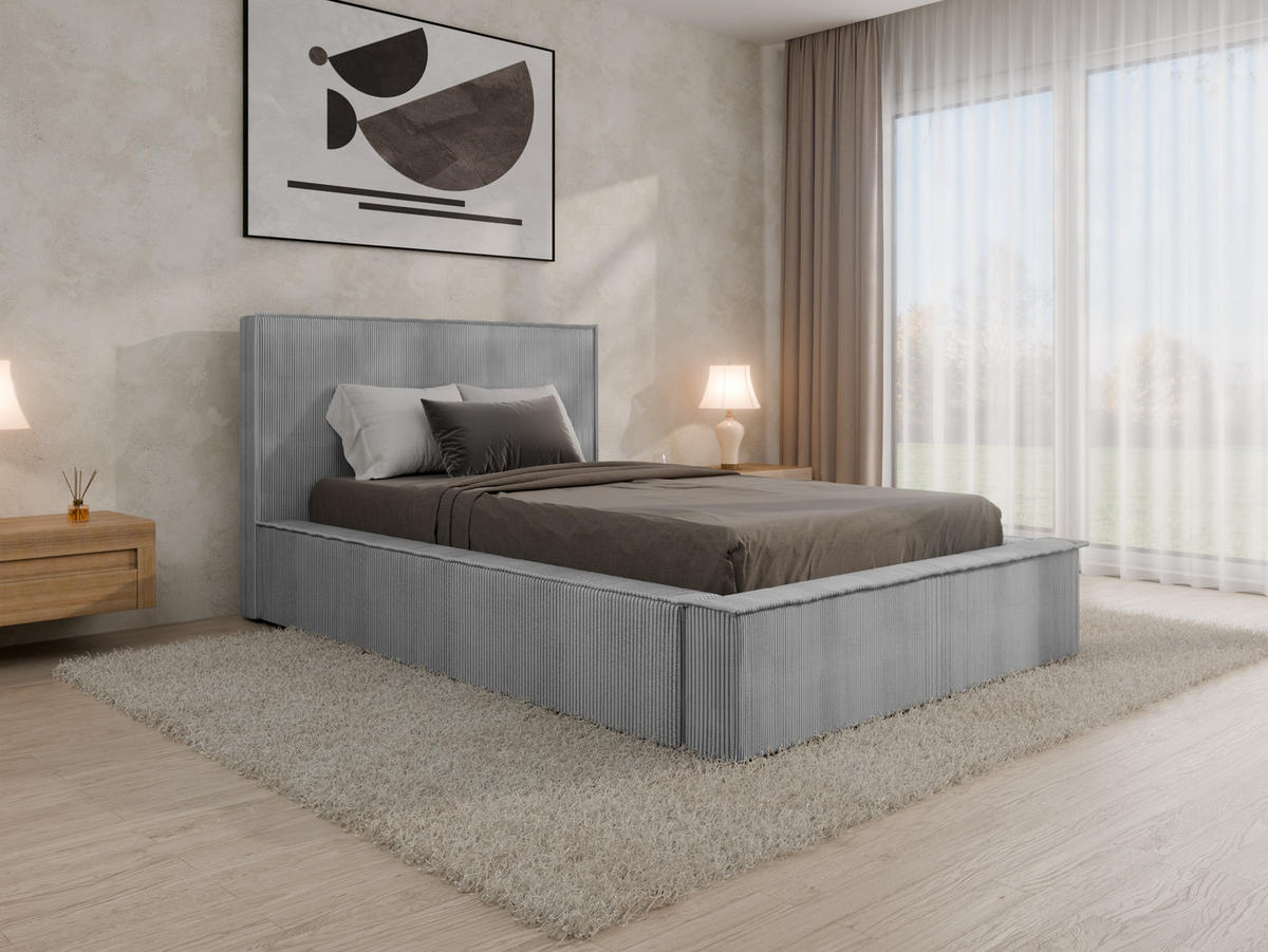 POLSTERBETT SANA 120x200cm Elegantes Polsterbett für modernen Wohnstil , Taschenfederkernmatratze LIORA(19cm), grau - Grau, Holz (120/200cm) - Panda Möbel