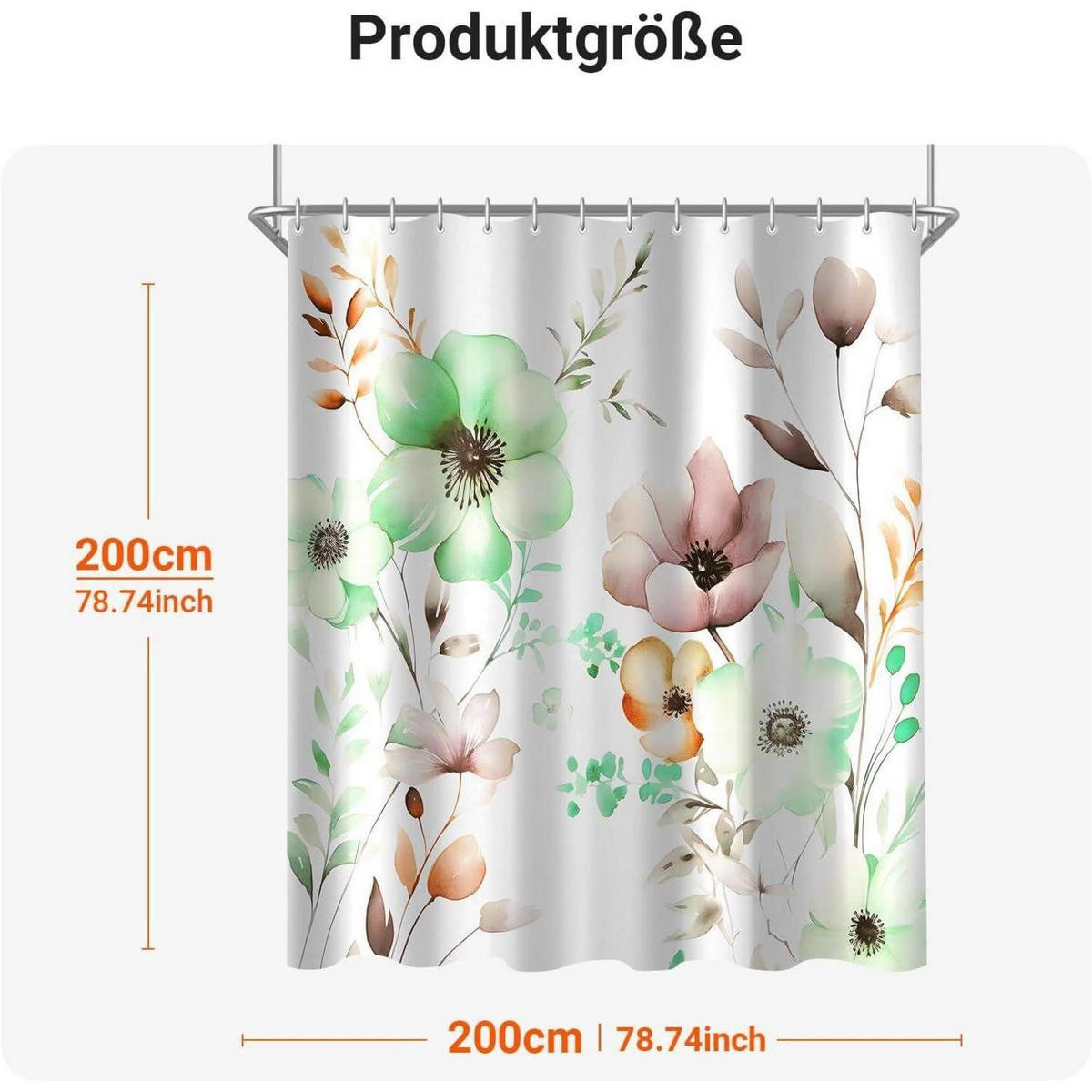 DUSCHVORHANG Blumen Zeichnen 200 x 200 cm - Multicolor, Textil (200/200cm)