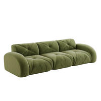 3-SITZER Sofa rahmenlos mit Chenille-Bezug, 32D-Schaumstoff und flexiblem Aufbau, Grün - Grün, Textil (281/76/95cm) - Redom