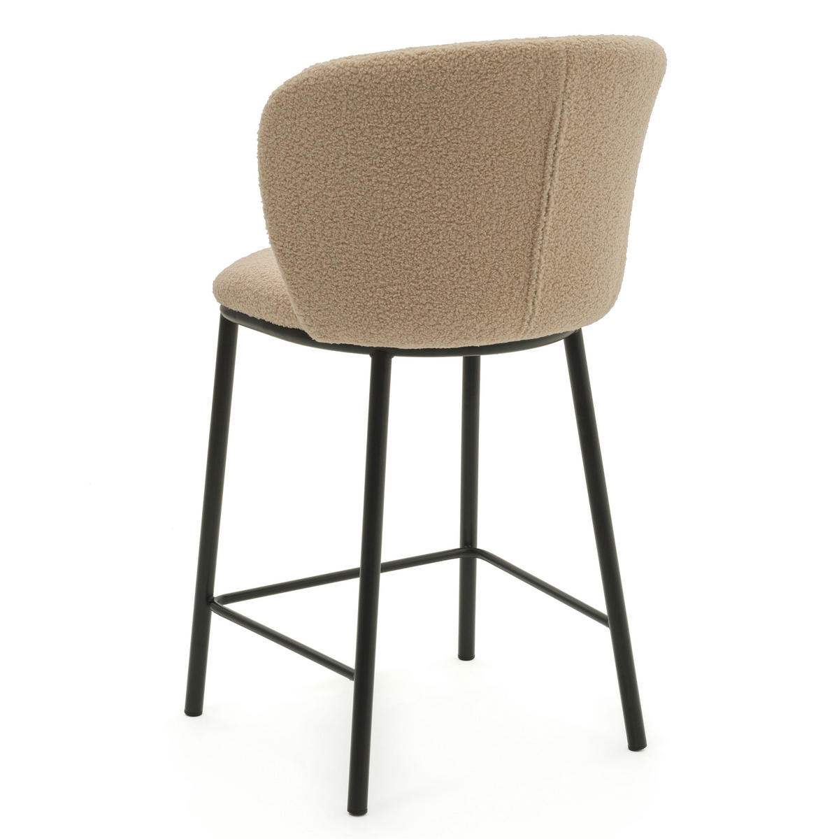 BARHOCKER BARI gepolsterter mit Steppung - beige - Boucle - Beige/Schwarz, Textil/Metall (55/94/57cm) - NEW HOME