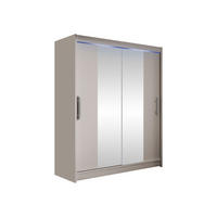 SCHWEBETÜRENSCHRANK Westa II, mit RGB LED Beleuchtung - Kaschmir/Silberfarben, Holzwerkstoff/Metall (150/200/58cm) - MIRJAN24