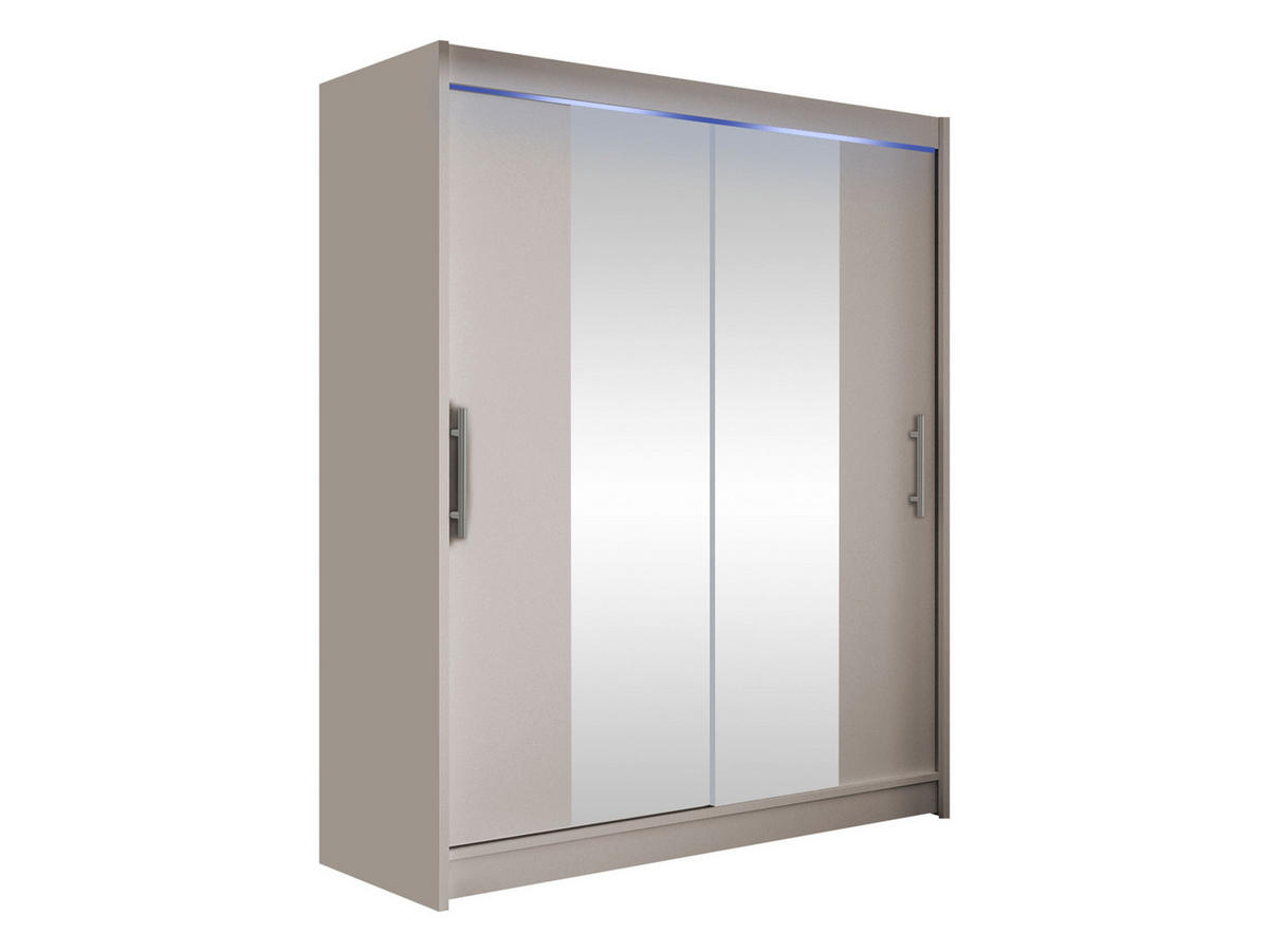 SCHWEBETÜRENSCHRANK Westa II, mit RGB LED Beleuchtung - Kaschmir/Silberfarben, Holzwerkstoff/Metall (150/200/58cm) - MIRJAN24