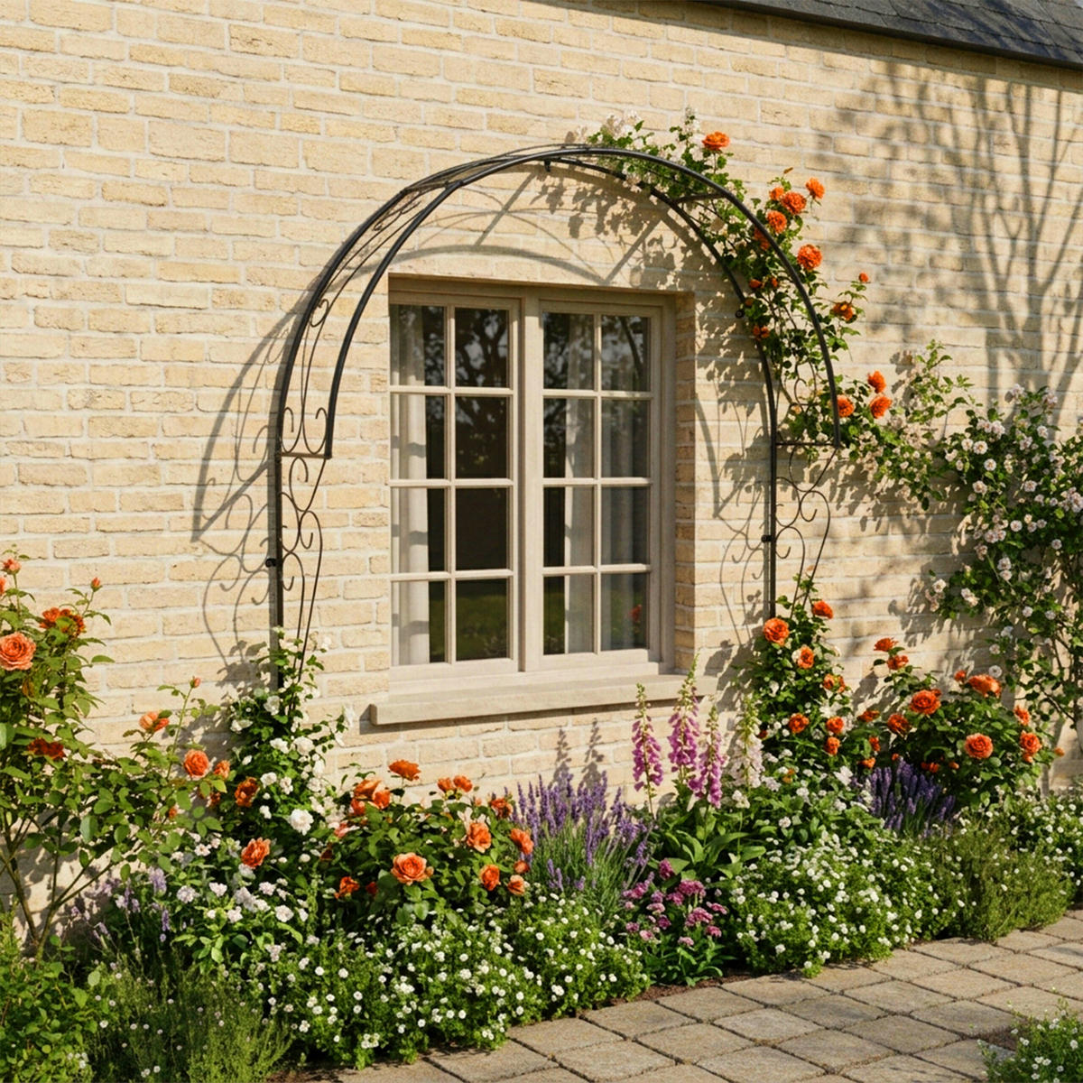 OBLOUK růží - černá, kov (100/105/21cm) - Relaxdays