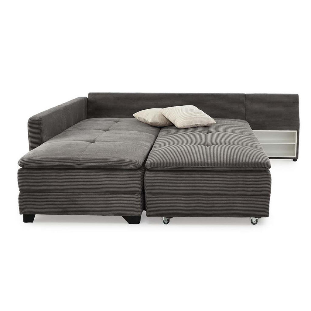 Thumbnail - luma-home Ecksofa-Dauerschläfer, Anthrazit, Textil, 4-Sitzer, Füllung: Kaltschaum, L-Form,L-Form, 306x223 cm, Wohnzimmer...