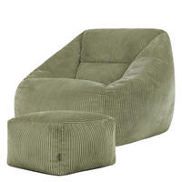 SITZSACK Cord Sessel Natalia mit Hocker - Salbeigrün, Textil (97/73/84cm) - icon