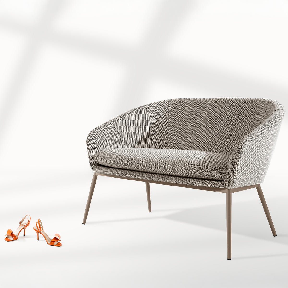 GARTENMÖBELSET SOLIS Gartenlounge-Set, braun/weiß/beige - Braun, Textil/Metall - KONSIMO®