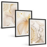 BILDER SET 3er Set - 40x60 cm Schwarzer Rahmen - Subtile abstrakte Muster - Schwarz, Kunststoff (40/60cm) - TULUP