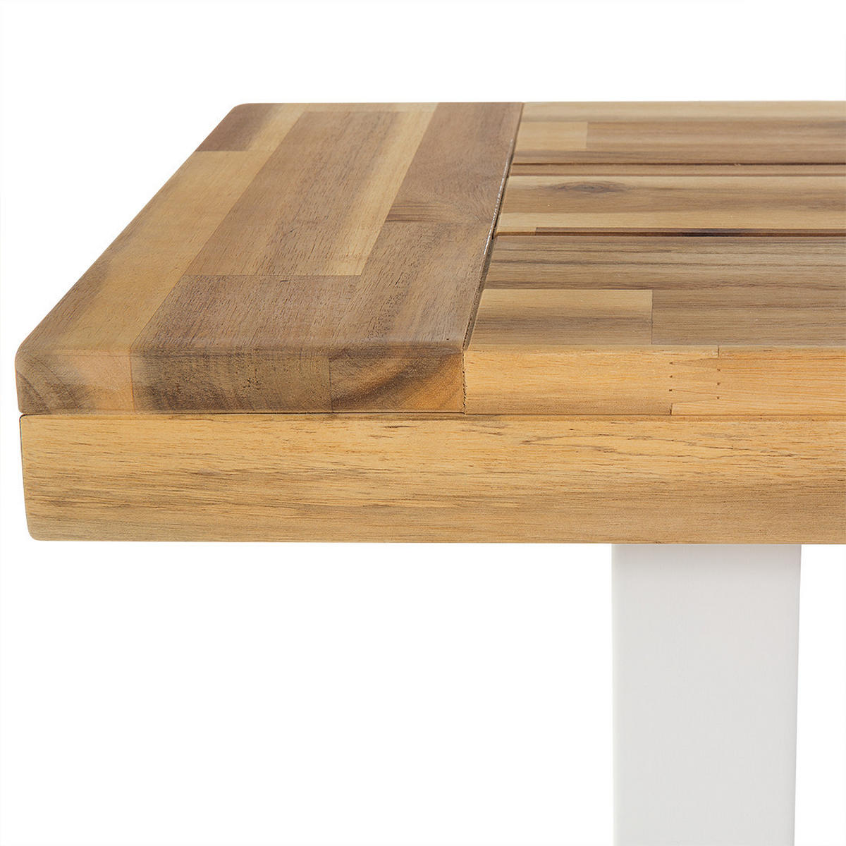 SITZBANK Akazienholz weiß/hellbraun 140 cm Scania - Hellbraun/Weiß, Holz (140/45/36cm) - Beliani