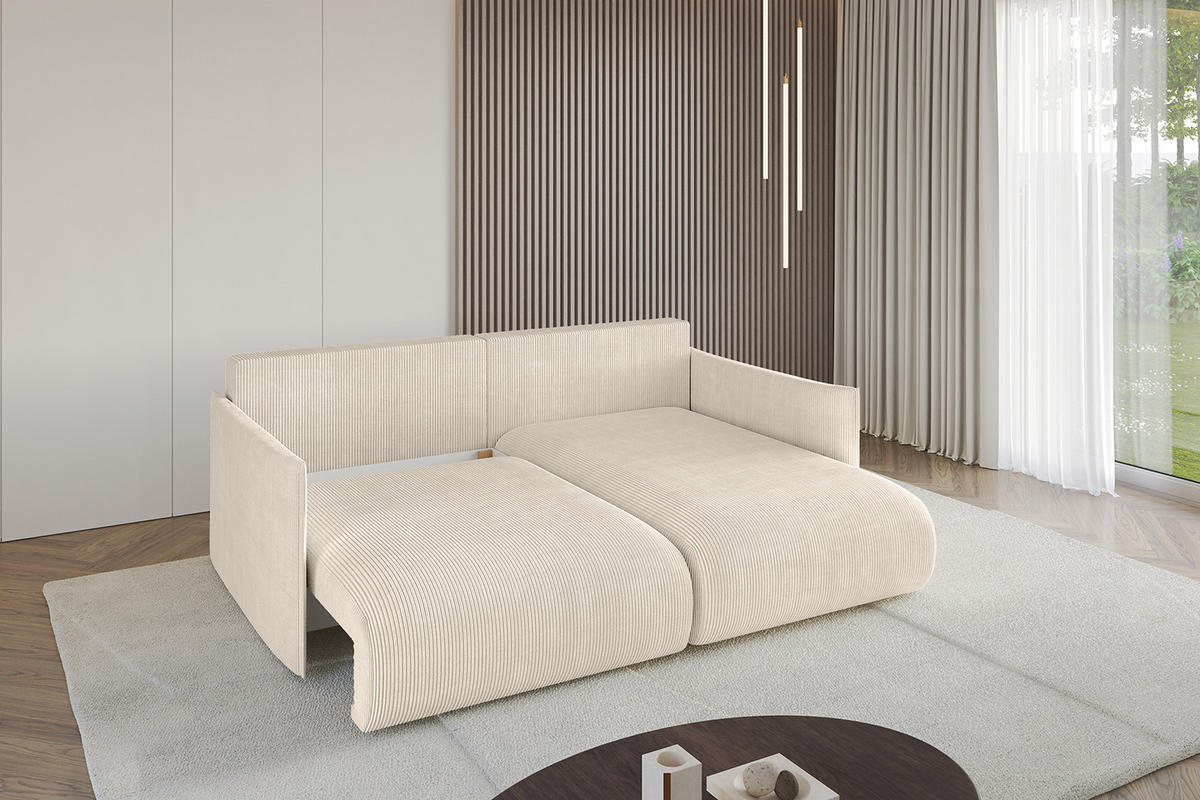 ECKSOFA Ottomane rechts ONESK-L 216x177x72 Beige Cord - Beige, Holzwerkstoff/Kunststoff (177/216cm) - ALTDECOR