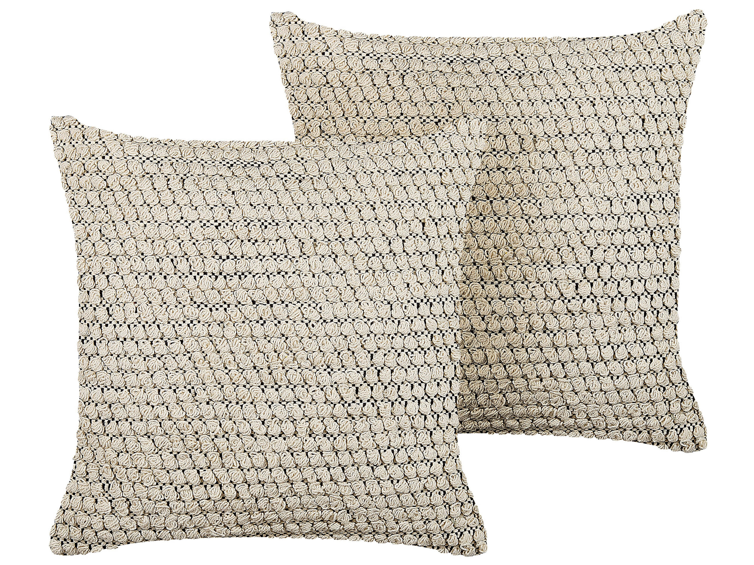 DEKOKISSEN 2er-Set Beige 45/45 cm Howea - Beige, Naturmaterialien/Textil (45/45cm) - Beliani