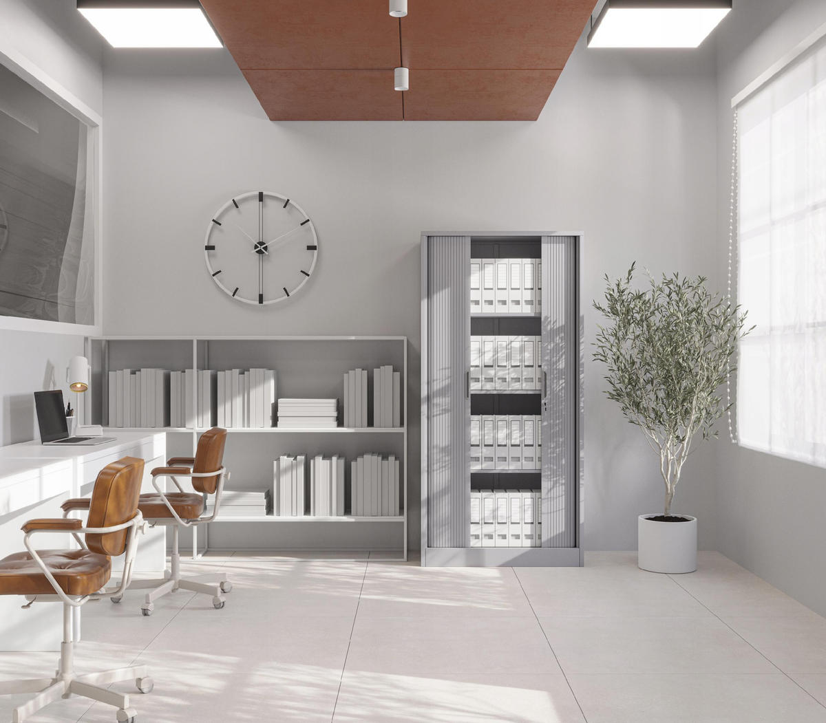 ROLLADENSCHRANK DAMIAN - Weiß/Grau, Metall (90/185/45cm) - Jan Nowak