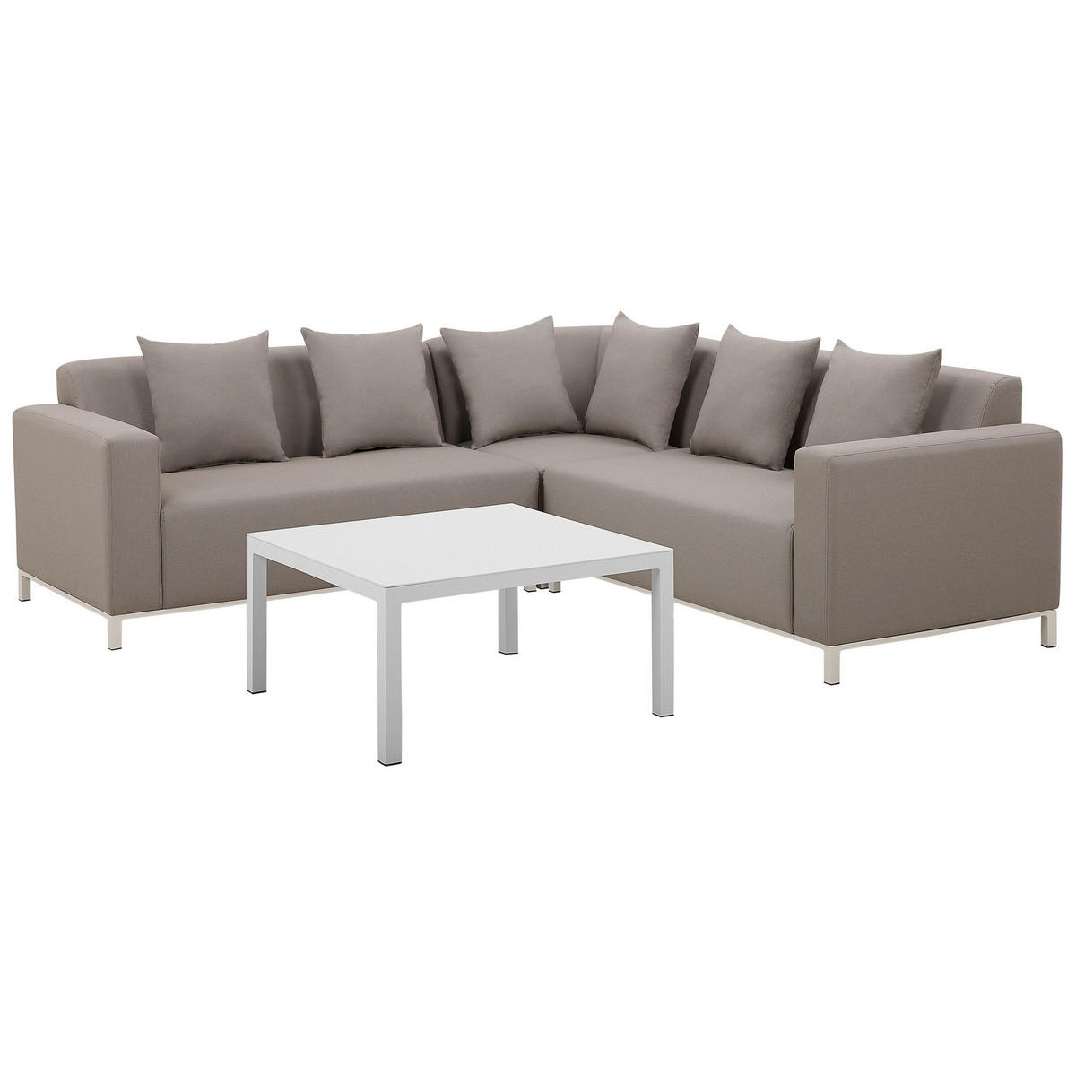 LOUNGE SET 5-Sitzer cremeweiß linksseitig modular Belize - Creme, Textil - Beliani