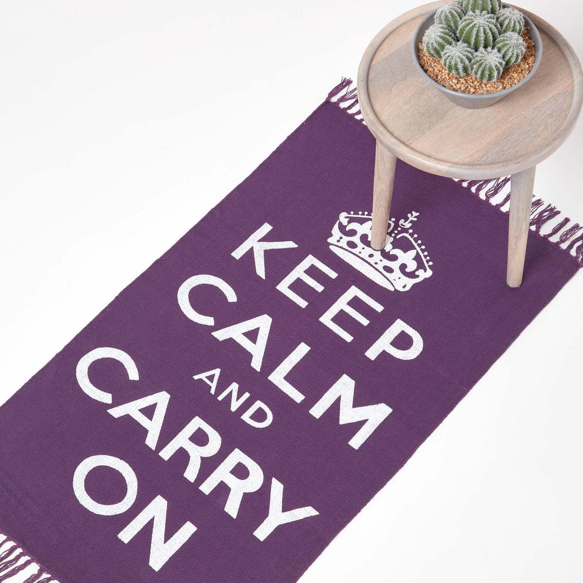 BAUMWOLLTEPPICH Keep Calm and Carry On 60/100 cm - Lila, Textil (60/100cm) - Homescapes