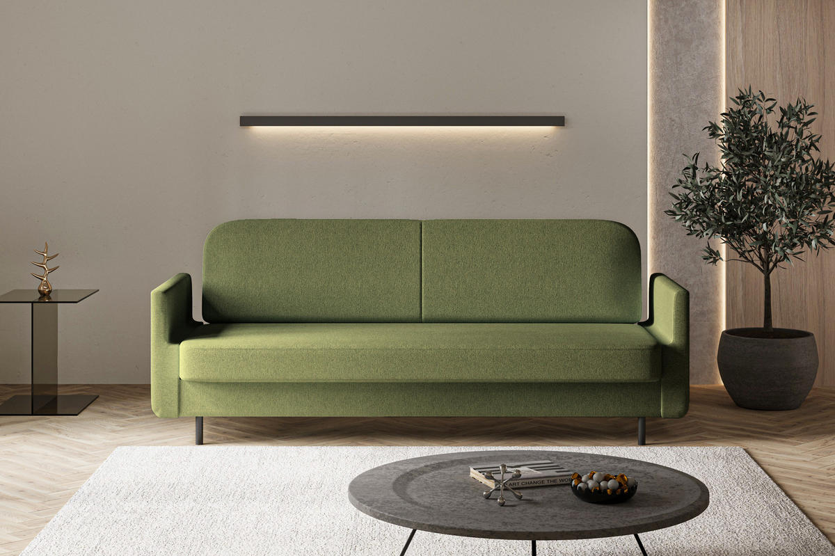 SCHLAFSOFA - POUCH - Grün - Aragon 39 - Grün, Holzwerkstoff (221/87/84cm) - Möblo