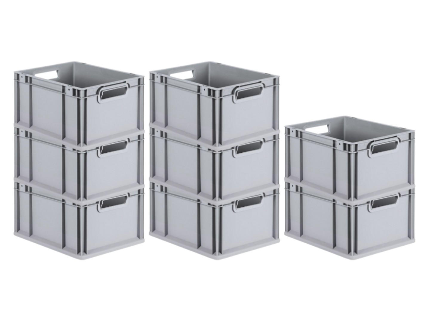 EUROBOX 8x Nextgen Economy Griffe Offen 22x30x40cm 20 Liter - Grau, Kunststoff (30/22/40cm) - PROREGAL