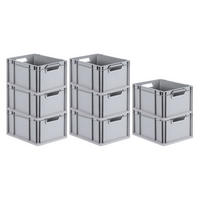 EUROBOX 8x Nextgen Economy Griffe Offen 22x30x40cm 20 Liter - Grau, Kunststoff (30/22/40cm) - PROREGAL