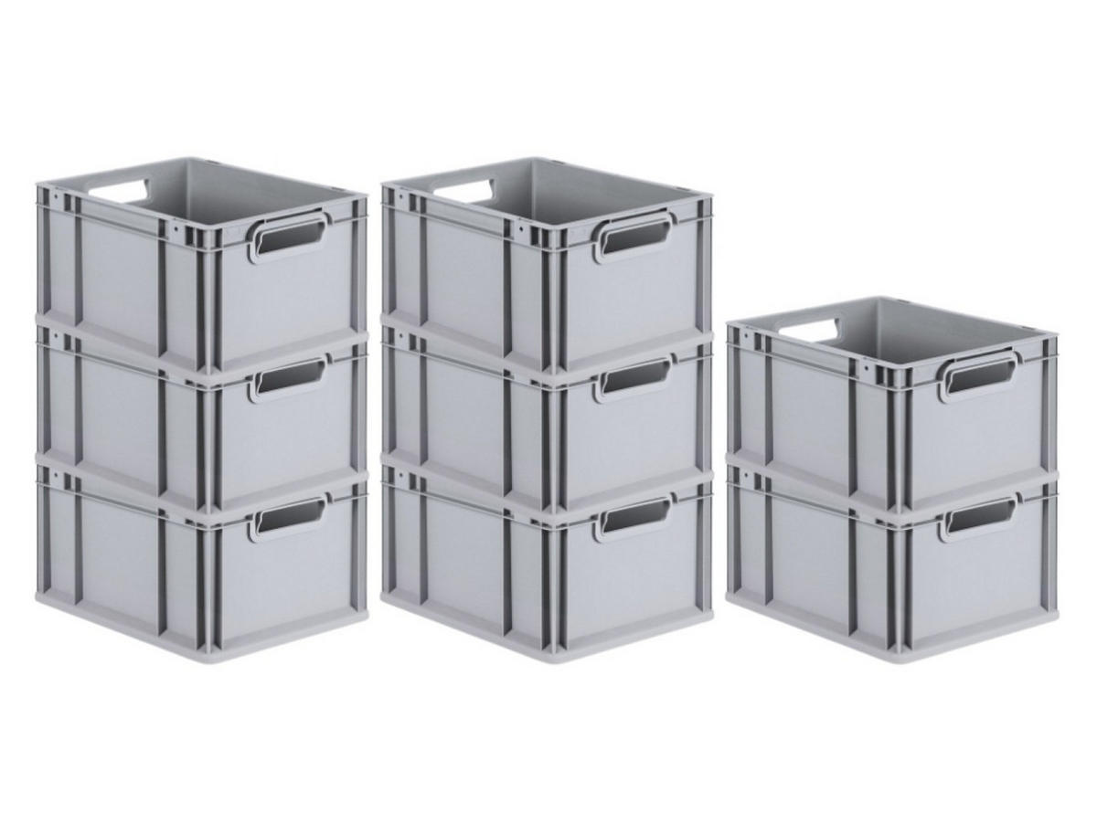 EUROBOX 8x Nextgen Economy Griffe Offen 22x30x40cm 20 Liter - Grau, Kunststoff (30/22/40cm) - PROREGAL