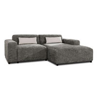 ECKSOFA L Form Jughlio Grau 240/165/75 cm Rechts mit Schlaffunktion - Schwarz/Grau, Kunststoff/Textil (240/165cm) - AX Living