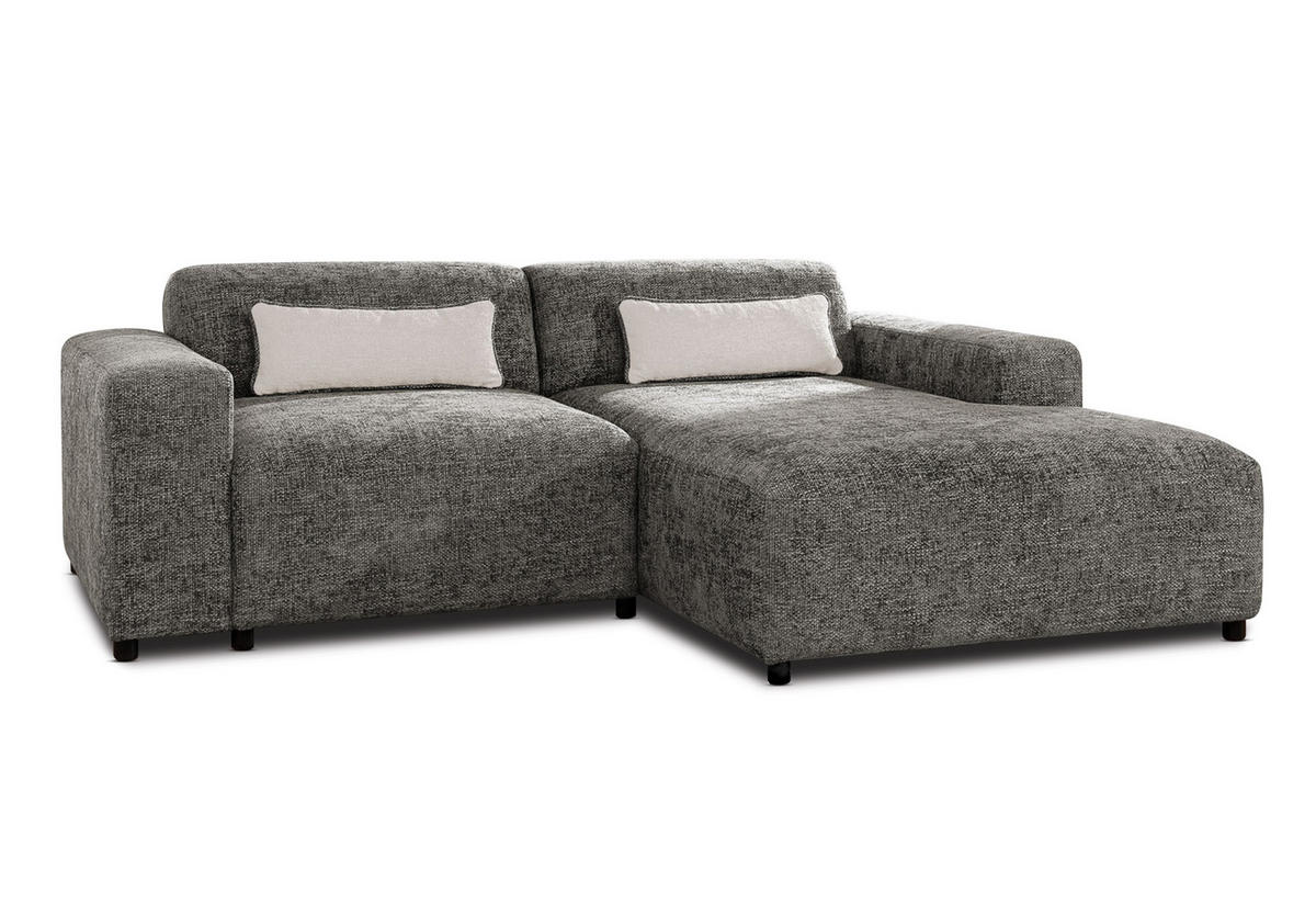 ECKSOFA L Form Jughlio Grau 240/165/75 cm Rechts mit Schlaffunktion - Schwarz/Grau, Kunststoff/Textil (240/165cm) - AX Living