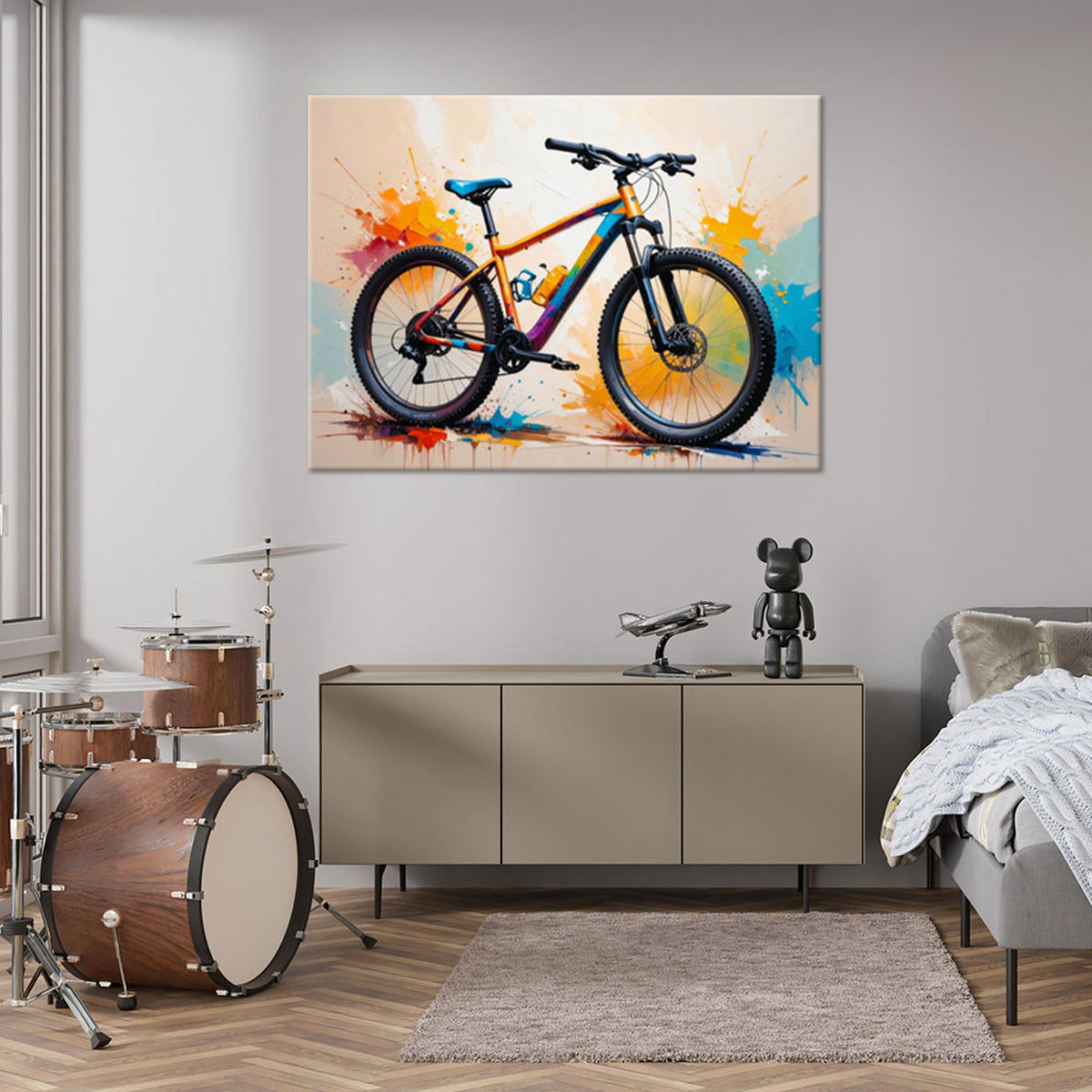 LEINWANDBILD Mountainbike abstrakt 120x80cm - Multicolor, Textil (120/80cm) - Feeby