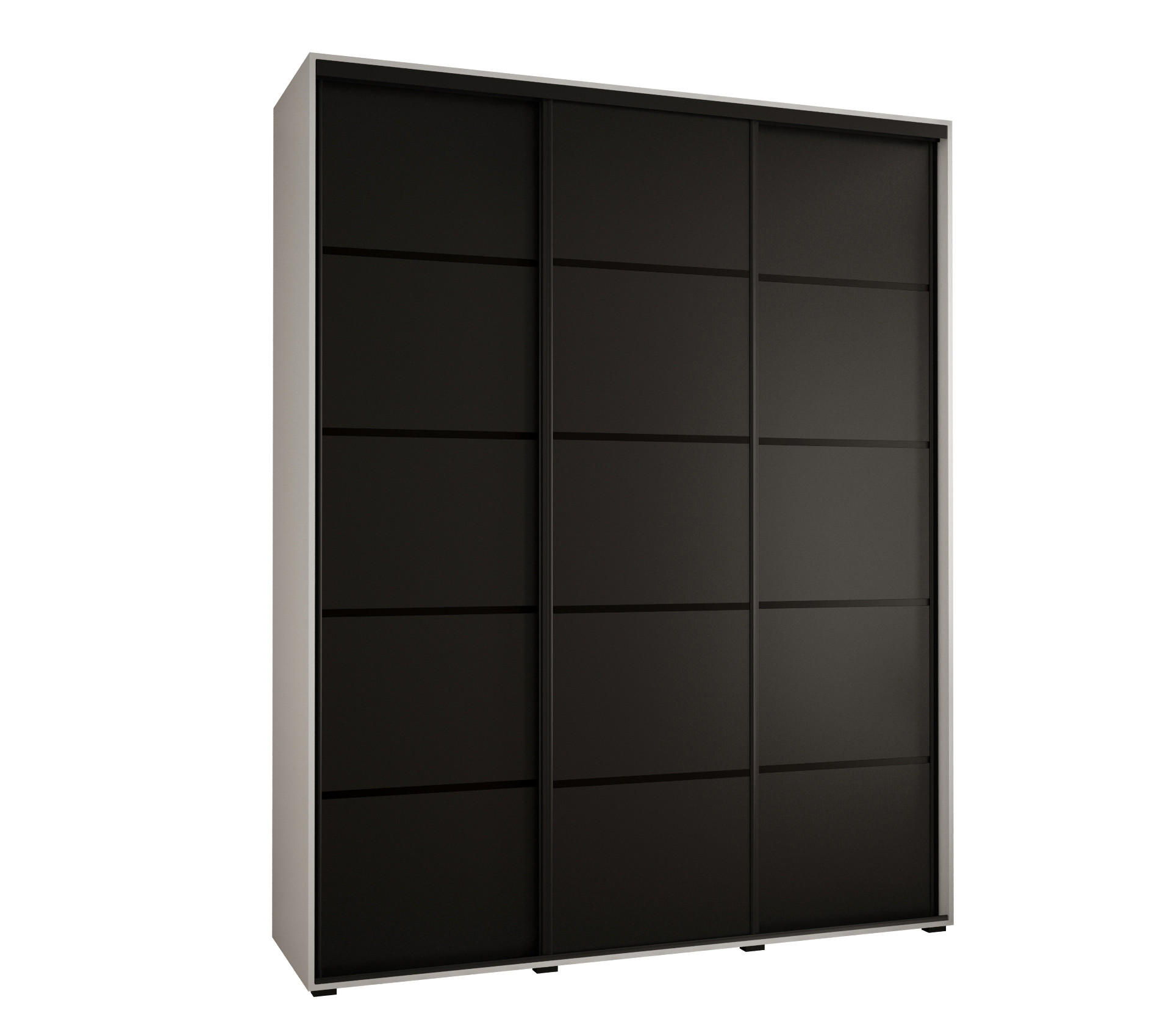 Abiks Möbel Schwebetürenschrank Weiß, Schwarz, Schwarz 190x235x45 cm