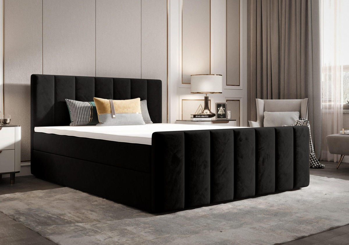 BOXBETT Adelle Schwarz 160x200 cm - Schwarz, Textil (160/200cm) - B&B Home