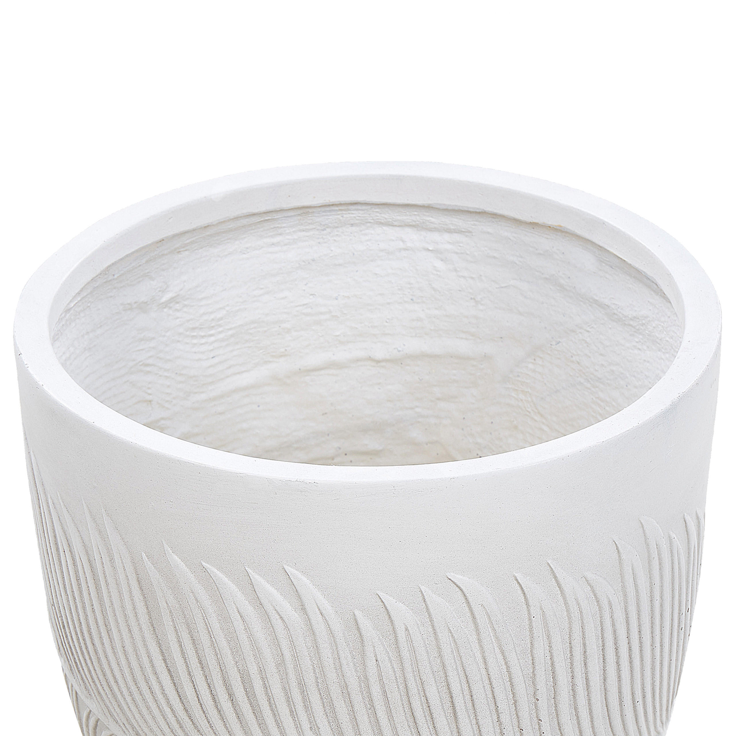 BLUMENTOPF cremeweiß rund 35/35/33 cm Ftero - Weiß, Naturmaterialien (33cm) - Beliani