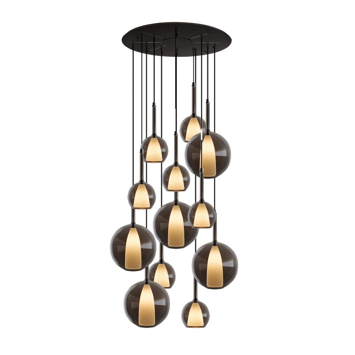 GALERIELEUCHTE Belluna 12-flammig Rauch Ø 14/24cm - Anthrazit, Glas (24/24/45cm) - s.luce
