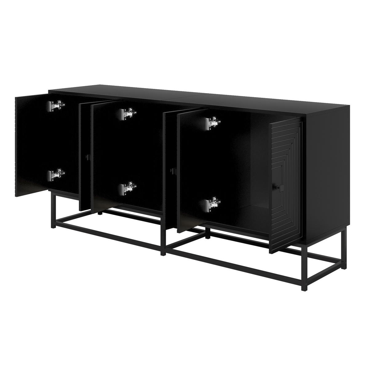 SIDEBOARD schwarz 3 Türen Stauraum - Schwarz, Holzwerkstoff (160/75.5/38cm) - Fortuna Lai