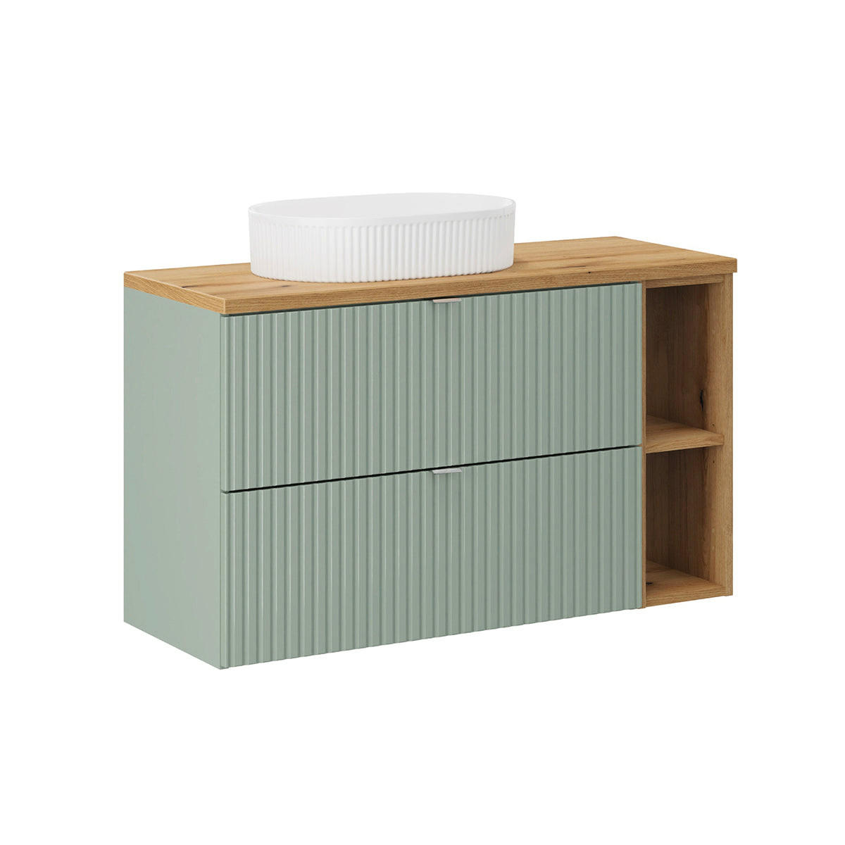 WASCHTISCH 100.4cm Jade Grün und Holz - Grün, Holzwerkstoff (100.4/59/40cm) - Petits-meubles