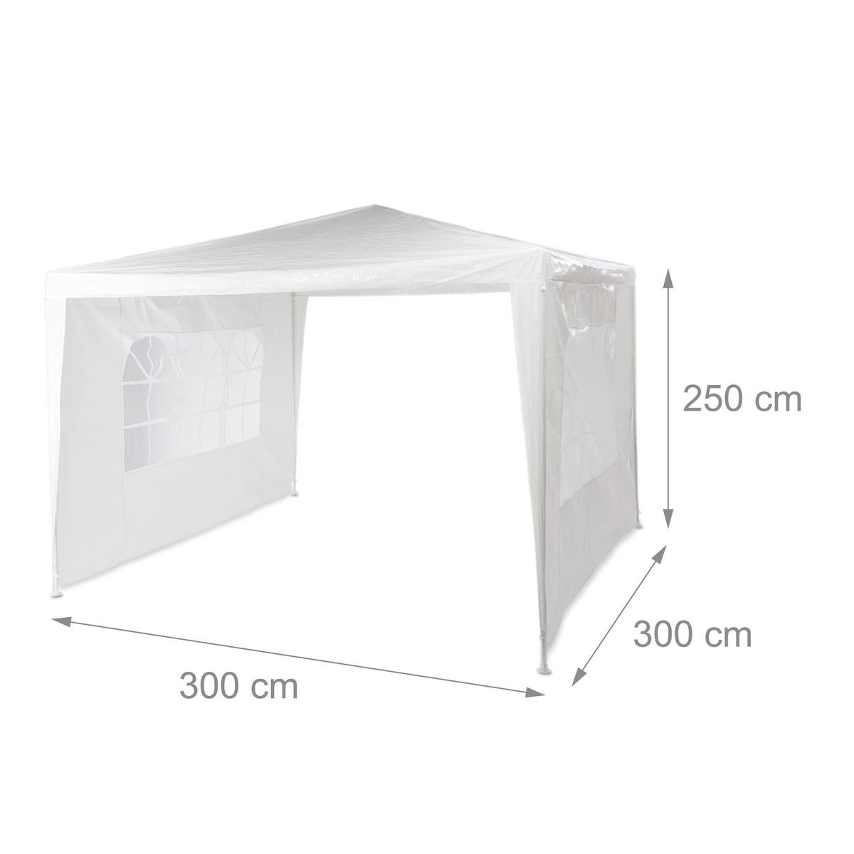 PAVILLON 3x3m - Weiß, Kunststoff/Metall (300/250/300cm) - Relaxdays
