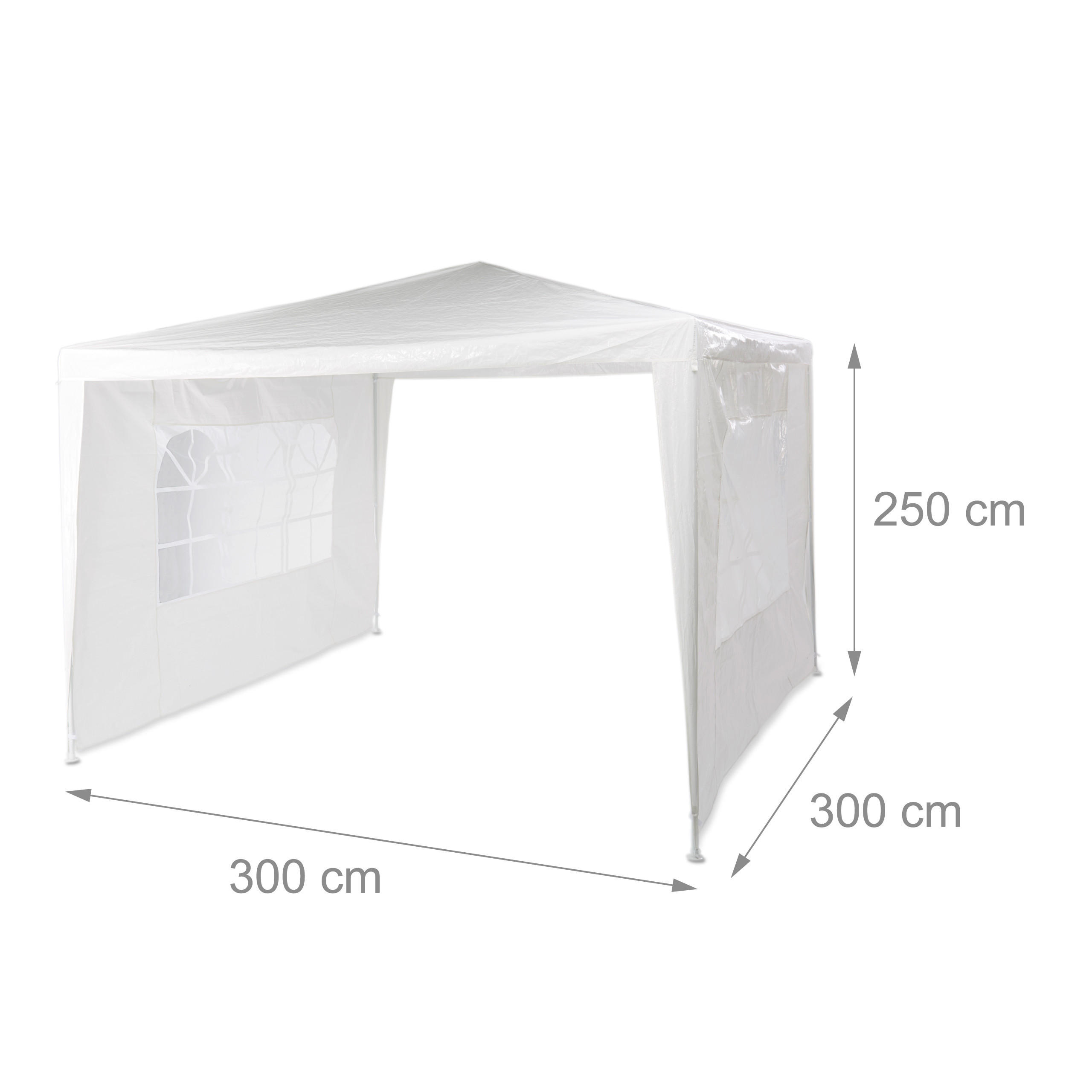 Thumbnail - Relaxdays Pavillon, Weiß, Kunststoff, Metall, 300x250x300 cm, Sonnen- & Sichtschutz, Pavillons & Pergolas