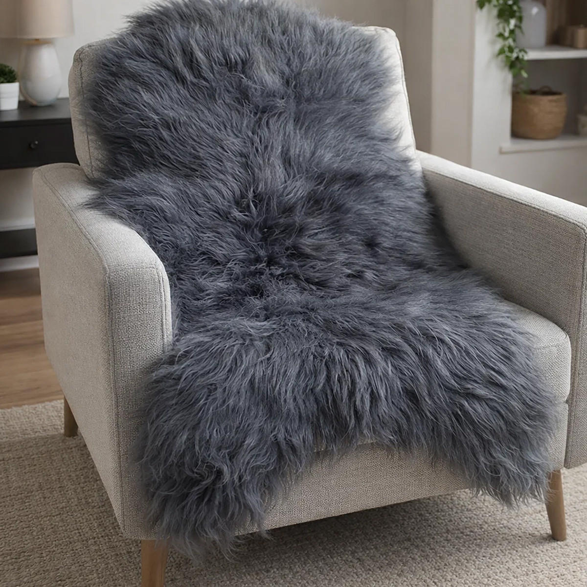 SCHAFFELL Langhaar skandinavisch weich chromfrei Silber Grau ca. 125 cm - Silberfarben/Grau, Fell (70/125cm) - Provellus