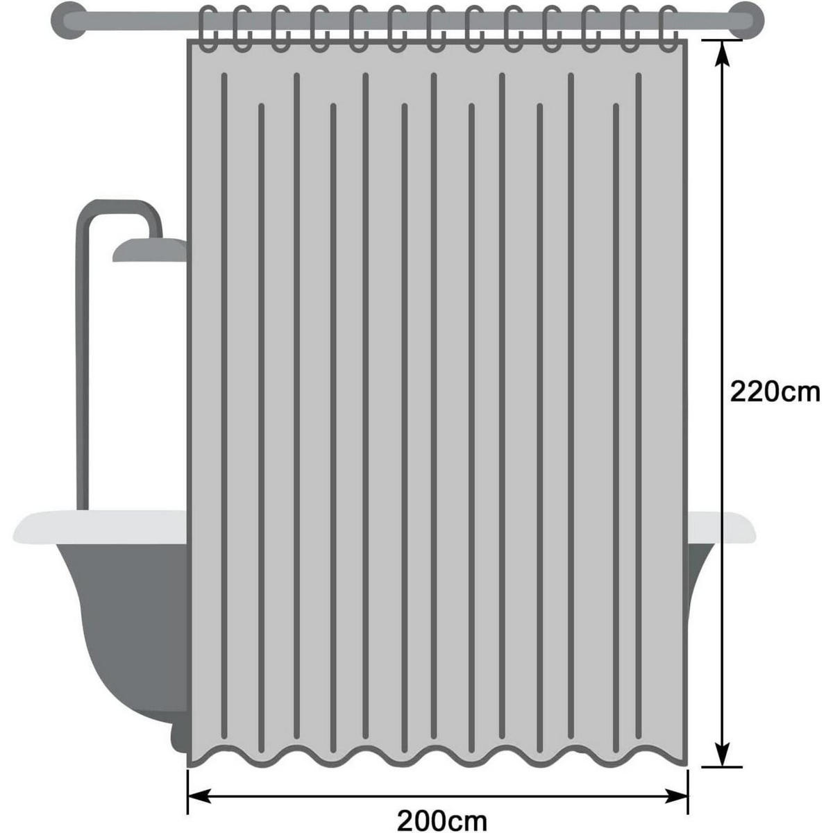 DUSCHVORHANG Dunkelgrau 200 x 220 cm Wasserdicht Textil - Anthrazit, Textil (200/220cm)