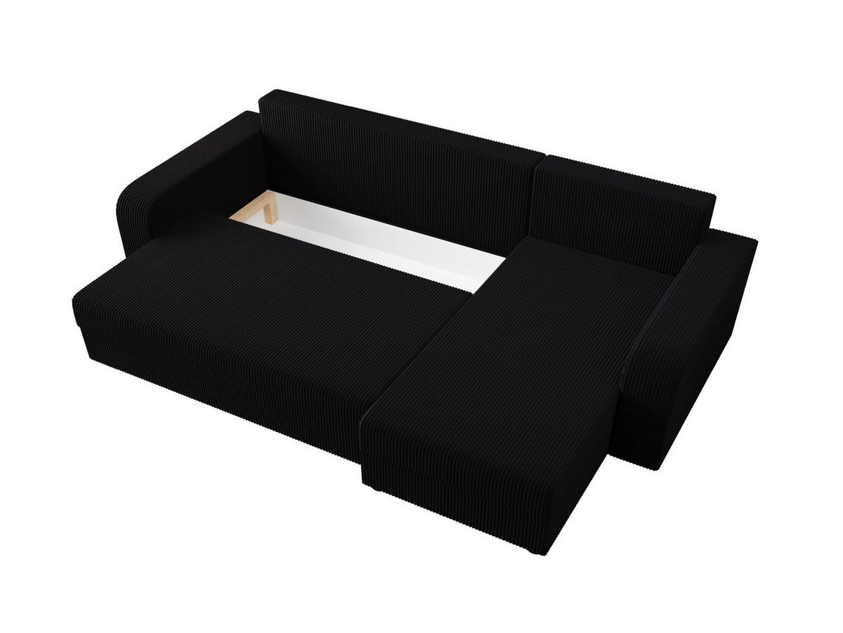 ECKSOFA HEWLET L BIS Zoom 23 Rechts mit Schlaffunktion - Schwarz, Textil (240/140cm) - Bedante