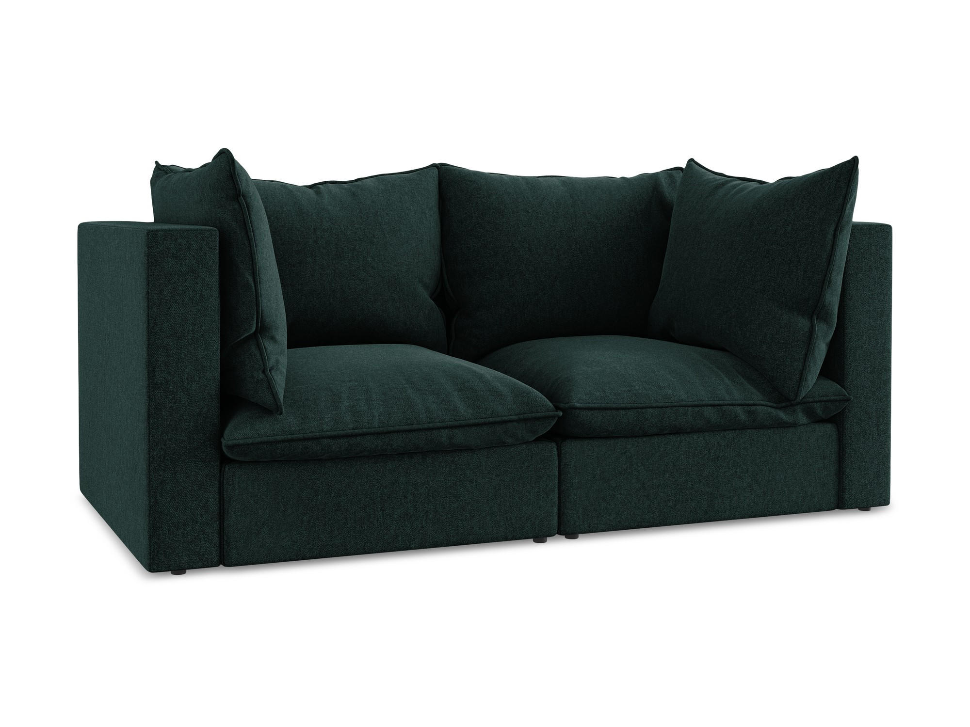 2-SITZER SOFA Samt Stoff Grün - Schwarz/Olivgrün, Holzwerkstoff/Kunststoff (180/77/90cm) - Makamii