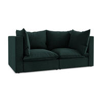 2-SITZER SOFA Samt Stoff Grün - Schwarz/Olivgrün, Holzwerkstoff/Kunststoff (180/77/90cm) - Makamii