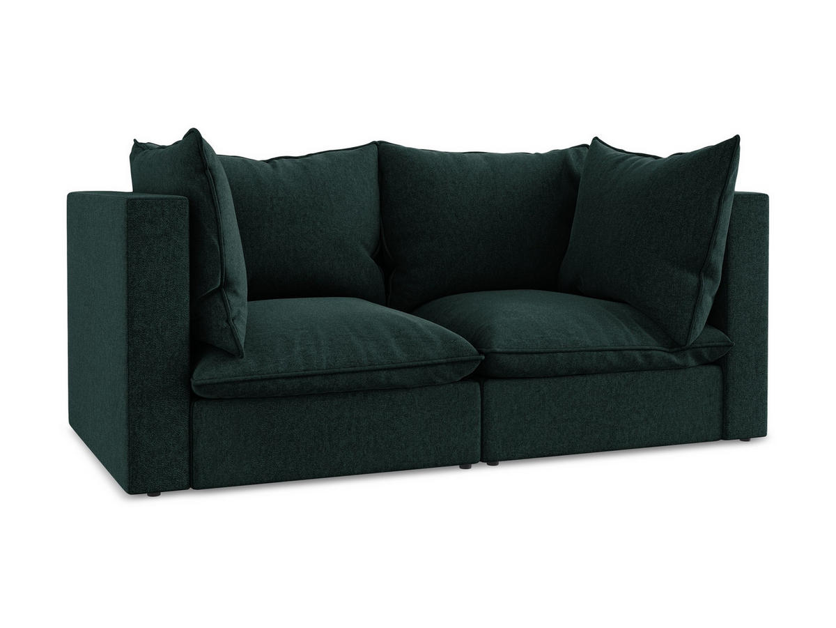 2-SITZER SOFA Samt Stoff Grün - Schwarz/Olivgrün, Holzwerkstoff/Kunststoff (180/77/90cm) - Makamii