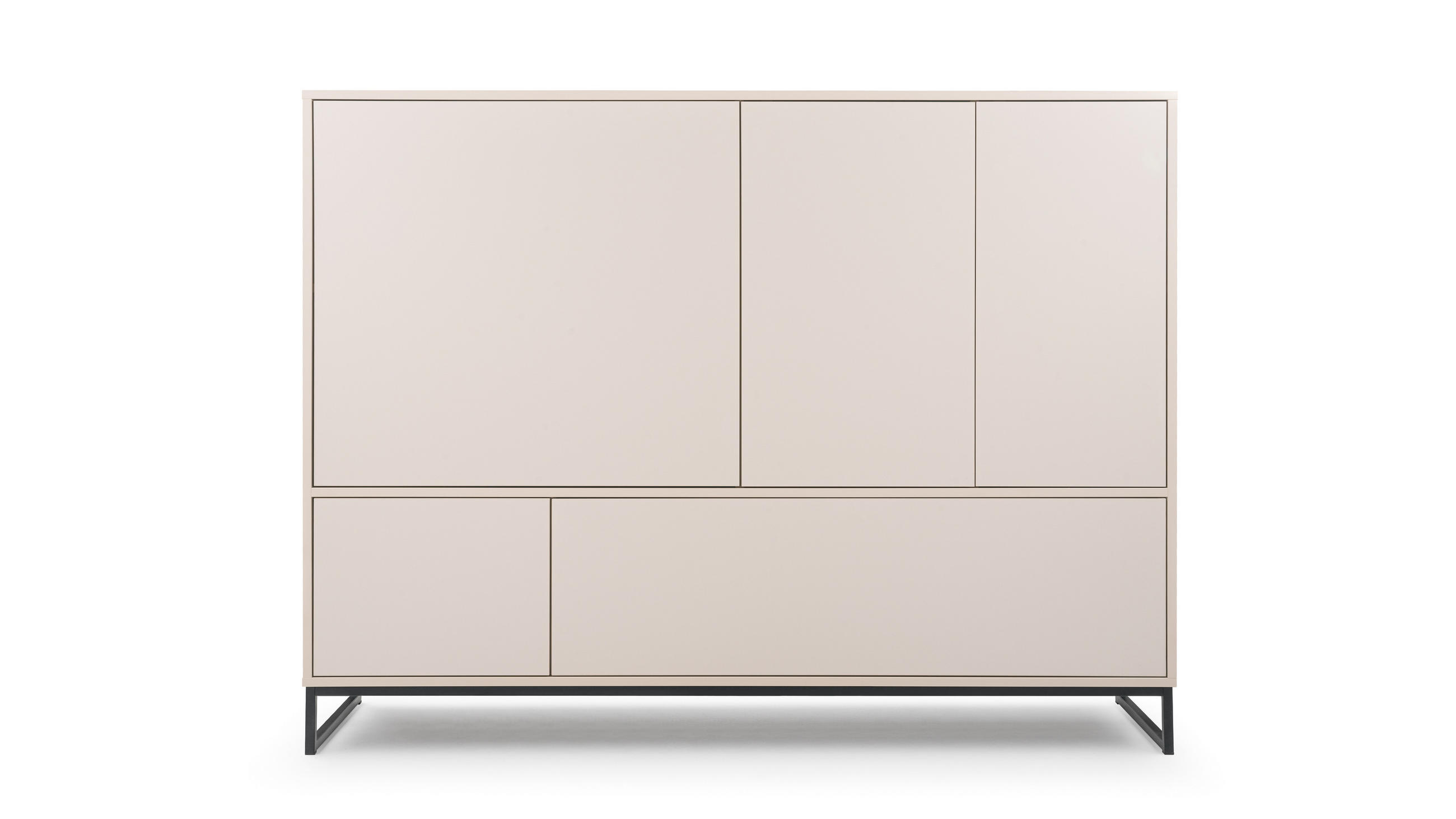 KOMMODE Genua mit 5 Türen, Sideboard in Farbe: Creme, Schrank in Größe: 160 x 120 x 45 cm - Beige, Holzwerkstoff (160/120/45cm) - Agmat-Furniture