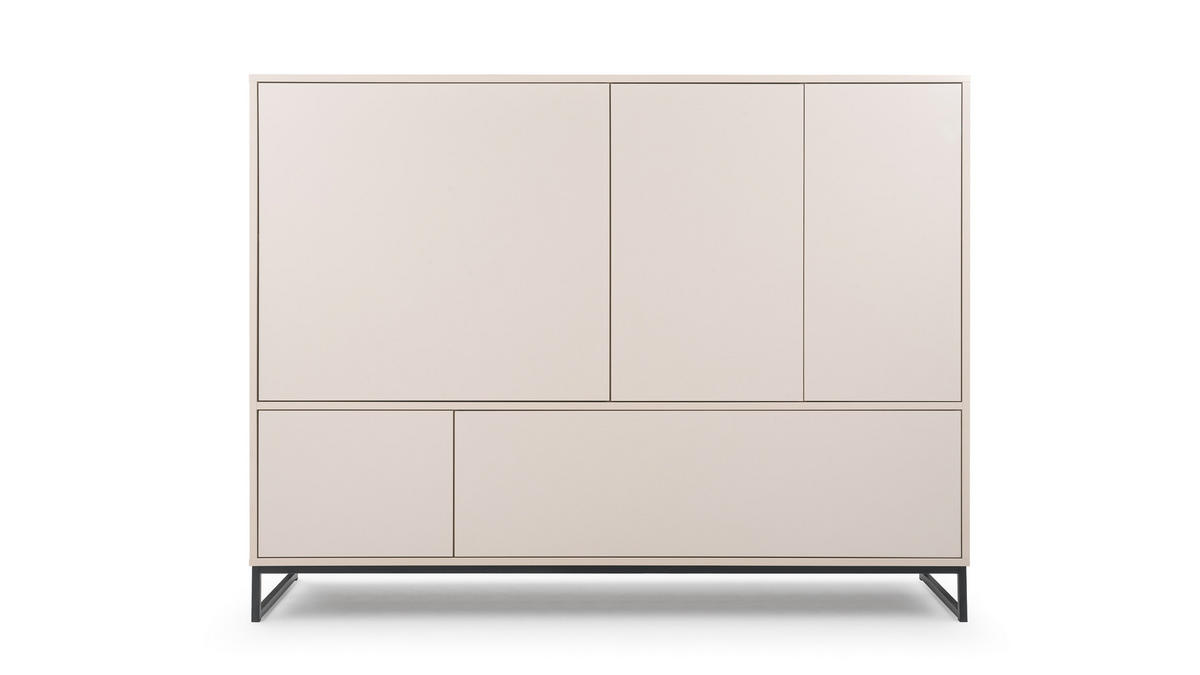 KOMMODE Genua mit 5 Türen, Sideboard in Farbe: Creme, Schrank in Größe: 160 x 120 x 45 cm - Beige, Holzwerkstoff (160/120/45cm) - Agmat-Furniture